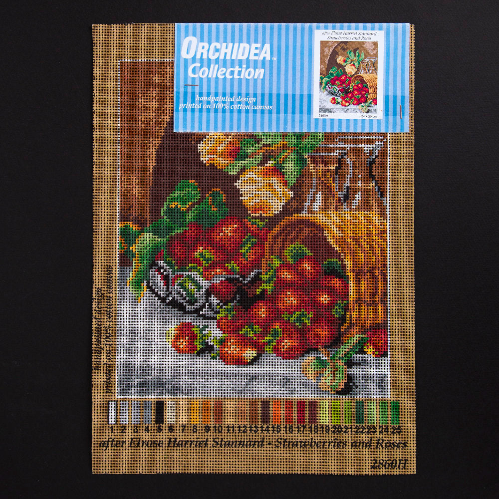 ORCHİDEA 24 x 30 cm Çilekler ve Güller Baskılı Goblen 2860H